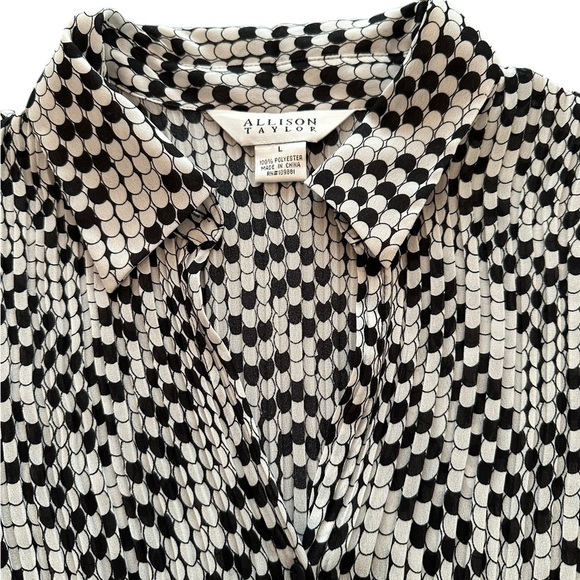Allison Taylor Black and White Patterned Blouse women’s L - Picture 6 of 6